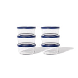 12 Piece Set (4 Cup / 32Oz) Round Glass Storage Containers With Lids, Blue