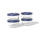 8 Piece Set (7Oz) Round Glass Storage Containers With Lids, Blue