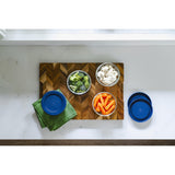 8 Piece Set (7Oz) Round Glass Storage Containers With Lids, Blue