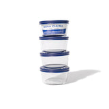 8 Piece Set (7Oz) Round Glass Storage Containers With Lids, Blue