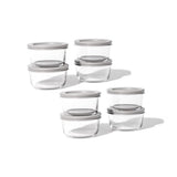 16 Piece Set (7Oz) Round Glass Storage Containers With Lids, Grey