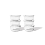 12 Piece Set (2 Cup / 16Oz) Round Glass Storage Containers With Lids, White