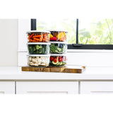 12 Piece Set (2 Cup / 16Oz) Round Glass Storage Containers With Lids, White