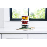 12 Piece Set (2 Cup / 16Oz) Round Glass Storage Containers With Lids, White