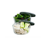 4 Piece Set (6.55 Cup / 52.4Oz) Round Glass Storage Containers With Lids, Grey
