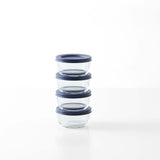 8 Piece Set (1 Cup / 8Oz) Round Glass Storage Containers With Lids, Blue