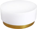 Deco White Lacquer Round Coffee Table with Gold Base - Modern Accent Piece for Stylish Living Spaces