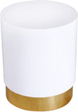 Deco White Lacquer Metal End Table with Gold Base - Contemporary Accent Piece for Modern Homes