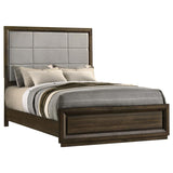 Atlas 63-inch California King Upholstered Panel Bed Grey and Dark Oak