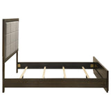 Atlas 63-inch California King Upholstered Panel Bed Grey and Dark Oak