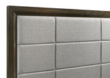 Atlas 63-inch California King Upholstered Panel Bed Grey and Dark Oak
