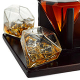 Diamond Whiskey and Wine Decanter, 750ml With 4 Diamond Glasses