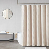 Geometric Tufted Shower Curtain, Beige