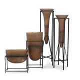 Bronze Euler Drop Vase with Black Iron Stand- Large