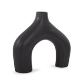Beltram Black Modern Styled Ceramic Footed Vase