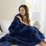 Faux Fur Velvet Throw Blanket 50x60", Navy