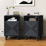 Nightstand with 1 Door, Modern Side Table Charging Station