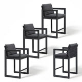 PURPLE LEAF Caesar Bar Stools Modern Aluminum Barstools with Stainless Removable Cushion for Kitchen Outside Island Backyard