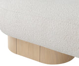 Robertson Luxurious Fabric Bench with Rich Oak Finish - Timeless Art Deco Style for Any Space