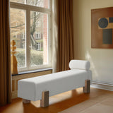 Edison Bench - Chic Mid-Century Modern Design with Soft Upholstery and Stylish Bolster Pillow Included