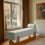 Edison Bench - Chic Mid-Century Modern Design with Soft Upholstery and Stylish Bolster Pillow Included
