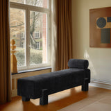 Edison Bench - Stylish Mid-Century Modern Upholstered Bench with Soft Fabric and Bolster Pillow