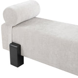 Edison Bench - Stylish Mid-Century Modern Upholstered Bench with Soft Fabric and Bolster Pillow