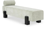 Edison Bench - Stylish Mid-Century Modern Upholstered Bench with Soft Fabric and Bolster Pillow