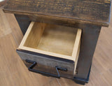 4 Drawer Cocktail Table - Loft Brown Pine Wood with Iron Hardware