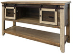 4 Drawer 2 Doors Sofa Table - Antique Solid Pine Wood