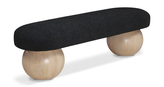 Bowie Boucle Fabric Bench – Luxurious Art Deco Design with Natural Ash Wood Legs for Elegant Spaces