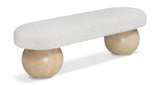 Bowie Boucle Fabric Bench – Luxurious Art Deco Design with Natural Ash Wood Legs for Elegant Spaces