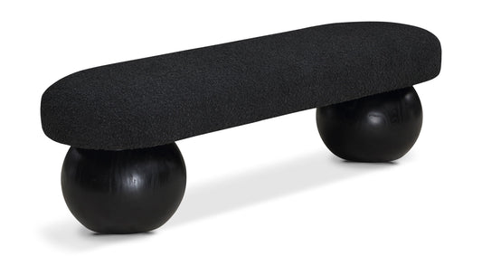 Bowie Boucle Fabric Bench - Luxurious Art Deco Seating with Elegant Solid Ash Wood Legs for Home Decor