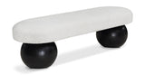 Bowie Boucle Fabric Bench - Luxurious Art Deco Seating with Elegant Solid Ash Wood Legs for Home Decor