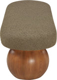 Bowie Boucle Fabric Bench - Luxurious Art Deco Accent with Walnut Legs for Elegant Home Decor