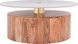 Stonewood Acacia Wood Mid Century Coffee Table with Genuine Marble Top and Brass Finish Charm