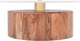 Stonewood Acacia Wood Mid Century Coffee Table with Genuine Marble Top and Brass Finish Charm