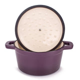 BergHOFF Neo 3pc Cast Iron Cookware Set, Fry Pan & Round Dutch Oven, Purple