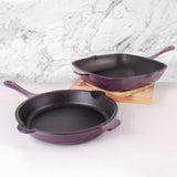 BergHOFF Neo 2pc Cast Iron 10" Fry Pan & 11" Grill Pan Cookware Set, Purple