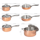 BergHOFF Vintage 10pc Tri-Ply Copper Cookware Set with Lids, Hammered