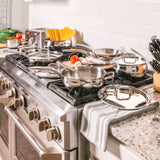 BergHOFF Belly Shape 12pc 18/10 Stainless Steel Cookware Set, SS Lids
