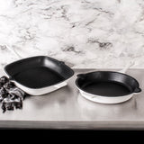 BergHOFF Neo 2pc Cast Iron 10" Fry Pan & 11" Grill Pan Cookware Set, White