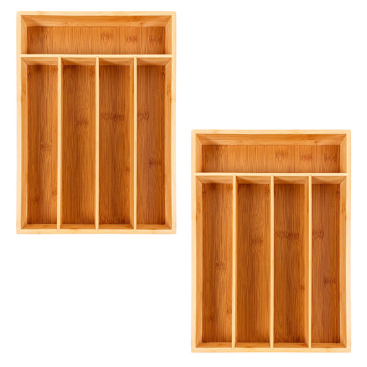 BergHOFF Bamboo 5-Slot Flatware Organizers, Set of Two