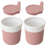 BergHOFF Leo 8.4oz. Porcelain Travel Mug, Pink, Set of 2