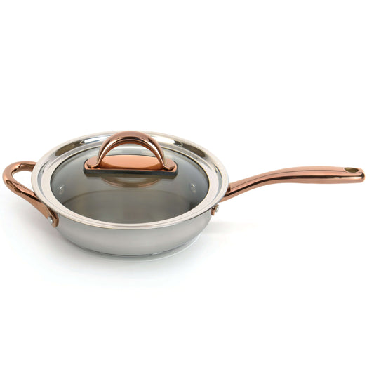 BergHOFF Ouro Gold 18/10 Stainless Steel 9.5" Deep Skillet with Glass Lid 3.1qt.