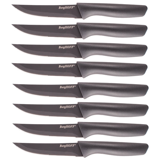 BergHOFF 8pc Serrated Stainless Steel Steak Knife Set 4.25", Grey