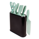 BergHOFF Leo 8Pc Stainless Steel Kitchen Knife Set with Universal Knife Block, Mint