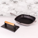 BergHOFF Neo 2pc Cast Iron 11" Grill Pan with Steak Press, Oyster