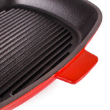 BergHOFF Neo 2pc Cast Iron 11" Grill Pan with Steak Press, Red