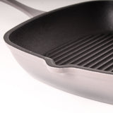 BergHOFF Neo 2pc Cast Iron 10" Fry Pan & 11" Grill Pan Cookware Set, Oyster